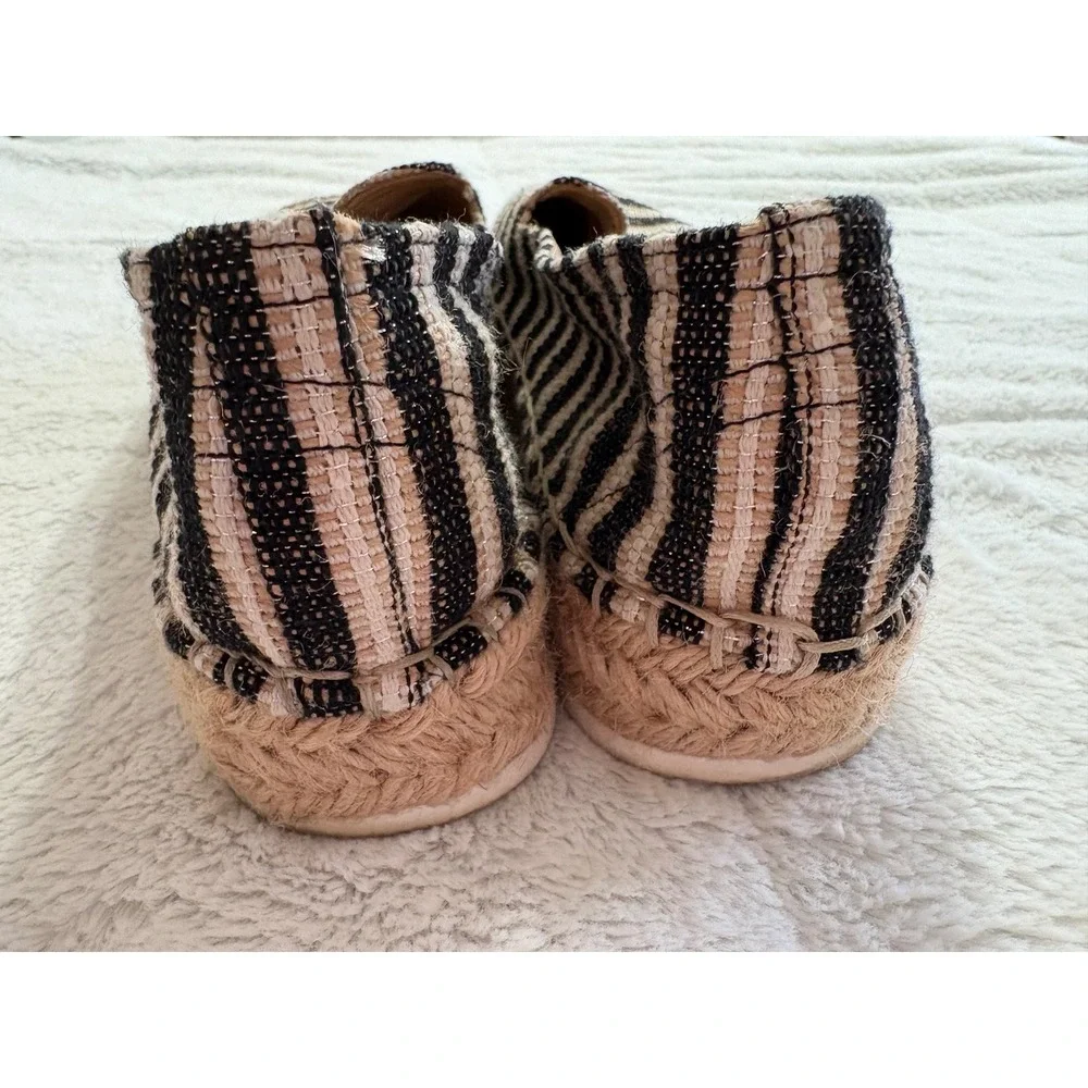 Nine West Striped Espadrille Loafers Black Cream Womens 9M Platform